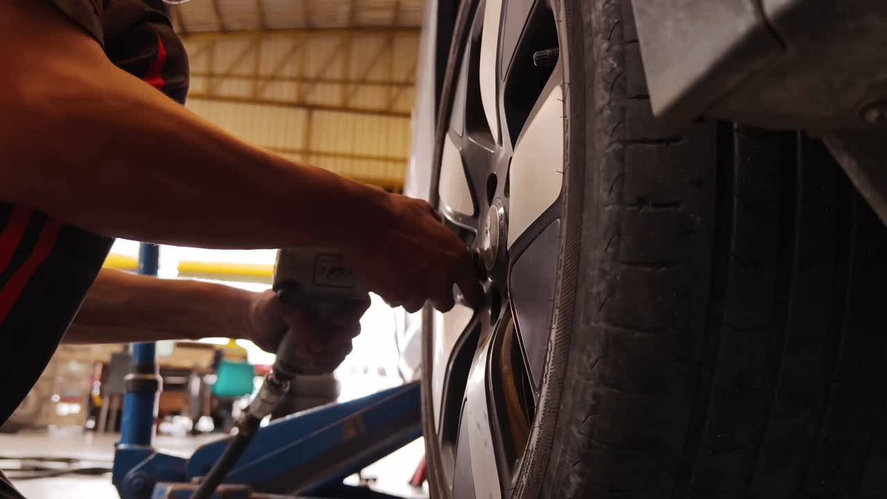 Car Tire Repair in a Garage