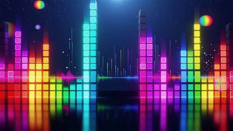 Futuristic Rainbow Neon Music Equalizer Visualizer Background