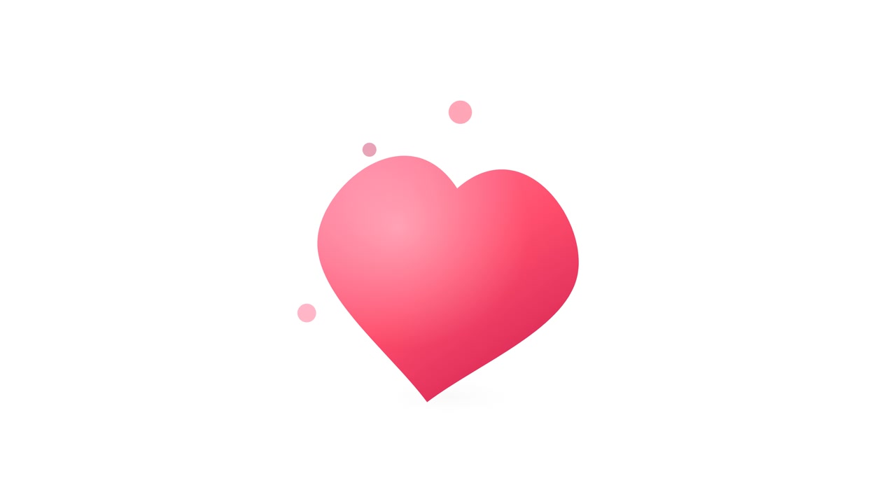 Cuore rosa animato che fluttua con bolle su sfondo bianco