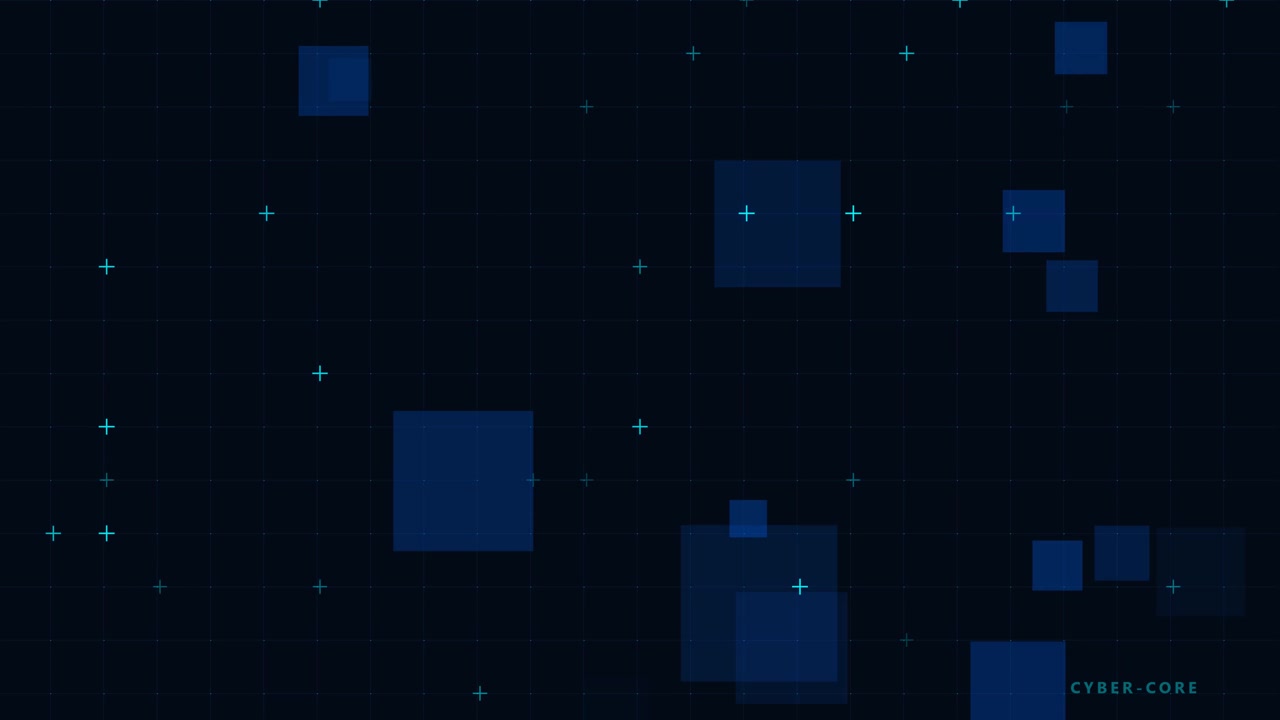 Abstract Digital Background with Floating Blue Squares and Grid
