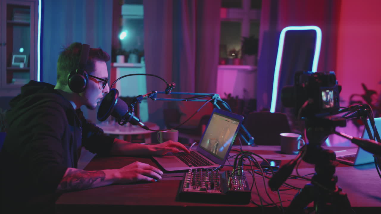 Man Streaming Video Game at Home