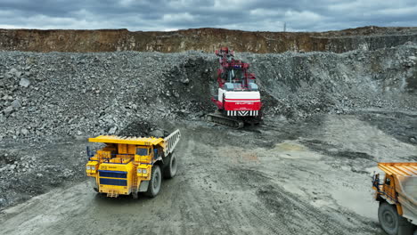 quarry operation with heavy machinery