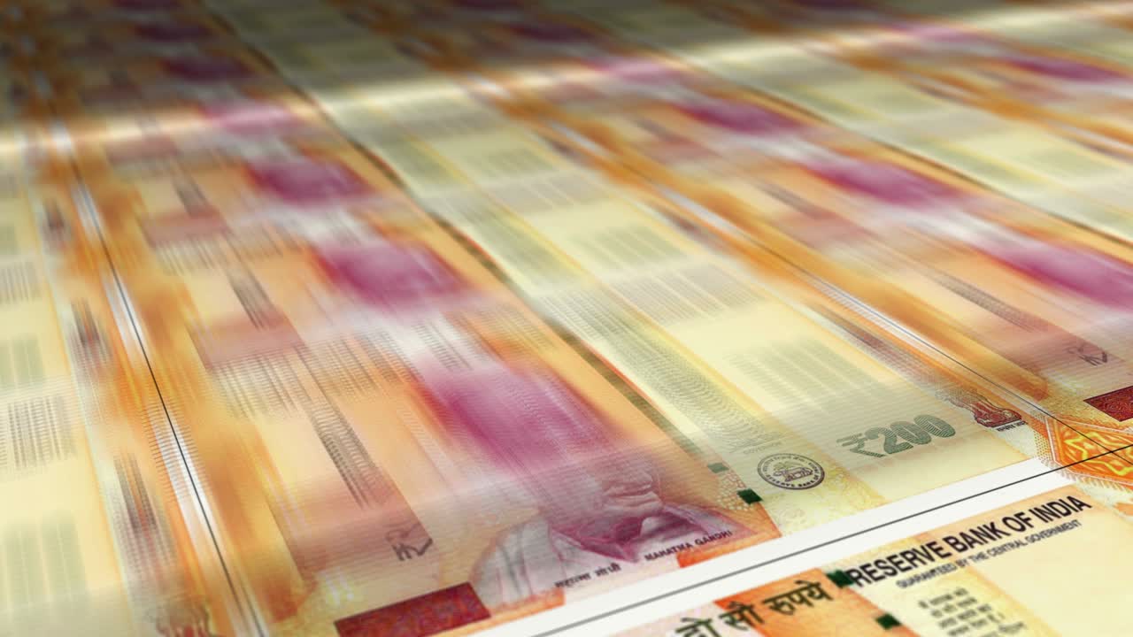 India Rupee money sheet printing seamless loop
