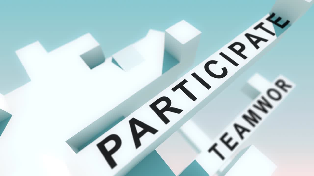 Strategic partnership words animated with cubes