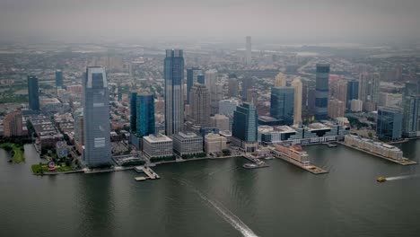 vista aérea de cerca del distrito financiero de jersey city, nueva york
