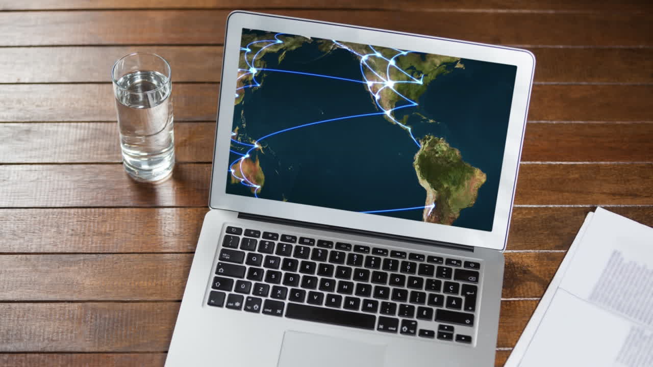 animación de un globo girando en una pantalla de computadora