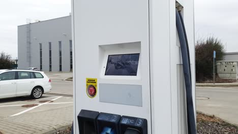charging station for cars located in the parking lot