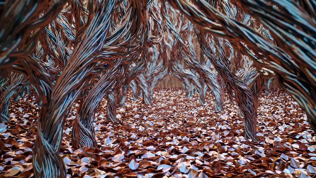 Abstract twisted wire forest landscape