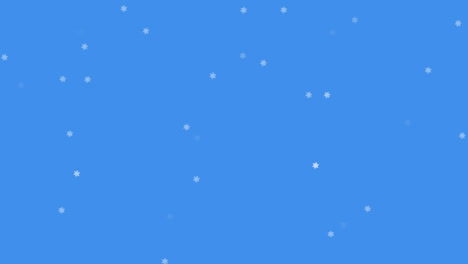 Animation-of-snow-falling-on-blue-background