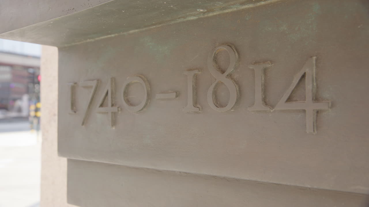 Years of birth and death of Johan Sergel cast on Sergel Square, Stockholm