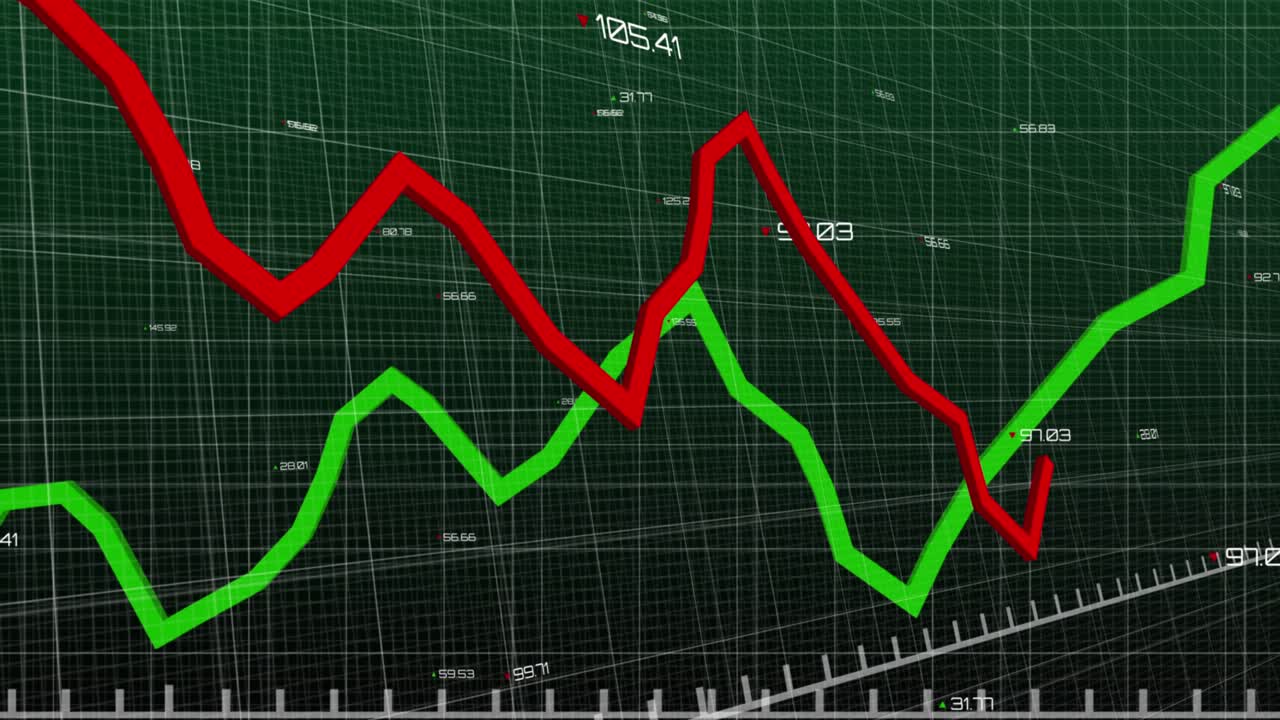 Animation of green line processing with numbers over grid