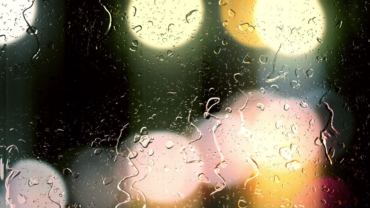 Rainy Window with Bokeh Lights