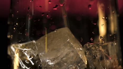 close-up of ice cubes in a glass