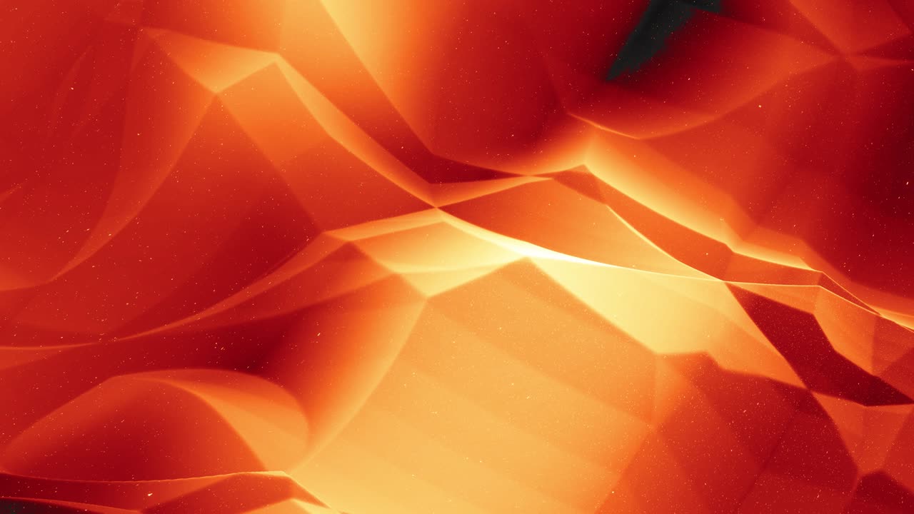 Beautiful abstract 3D surface with glitter sparkles, abstract 3d waves run on surface in loop. Red orange gradient, soft matte material with light inner glow. Smoothly 4k animation
