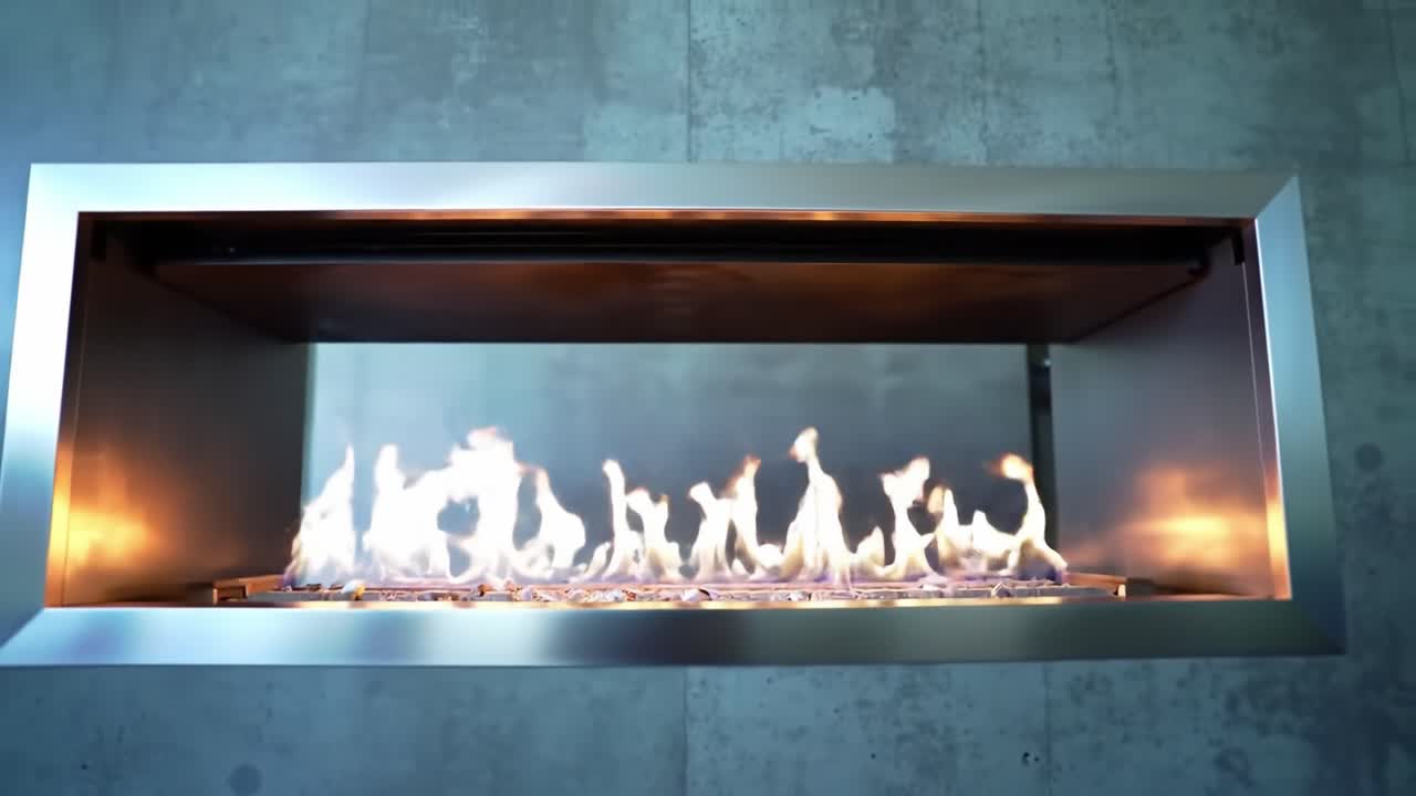 A Modern Gas Fireplace Displaying Elegant Flames and Sleek Design, Perfect for Enhancing Contemporary Interiors with Warmth and Atmosphere
