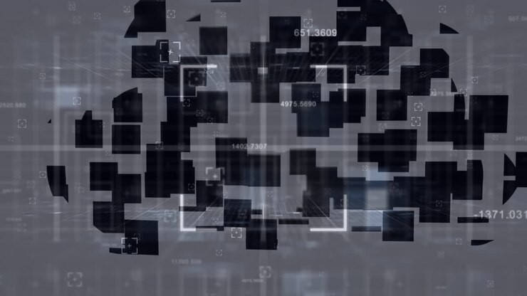 Animation of cogs with data processing over cityscape