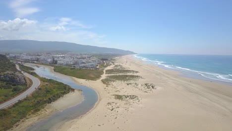 Aerial-view-of-the-village-of-Zahara-de-los-Atunes-in-Cadiz,-Spain