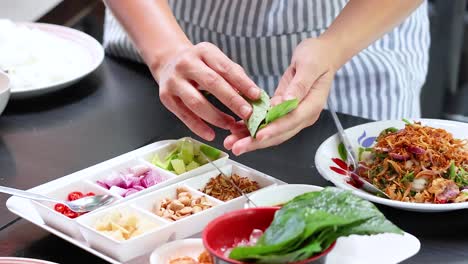 preparing a thai salad