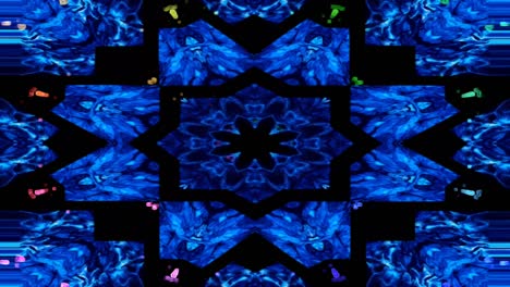 caleidoscopio colorido patrón fractal de neón azul fondo de movimiento