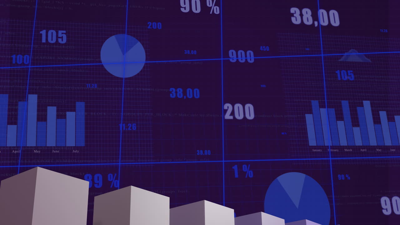 animación del procesamiento de datos financieros a través de la red