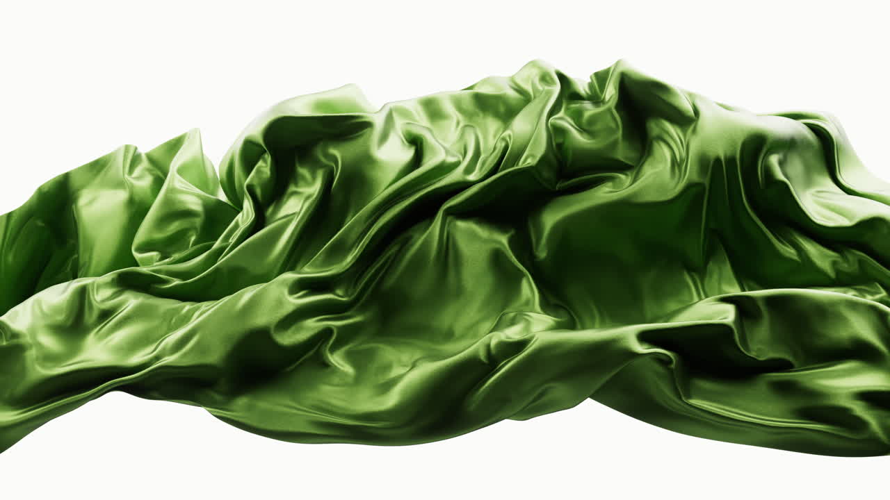 Flowing green wave cloth background, 3d rendering.