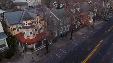 victorian and colonial american architecture at christmas season