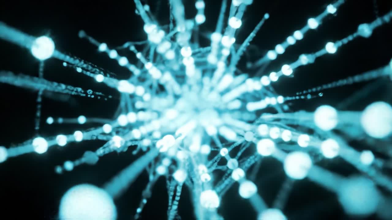 A Mesmerizing Close-Up Exploration of Abstract Light Trails and Luminous Particles, Capturing the Essence of Movement and Energy in a Dark Surrounding