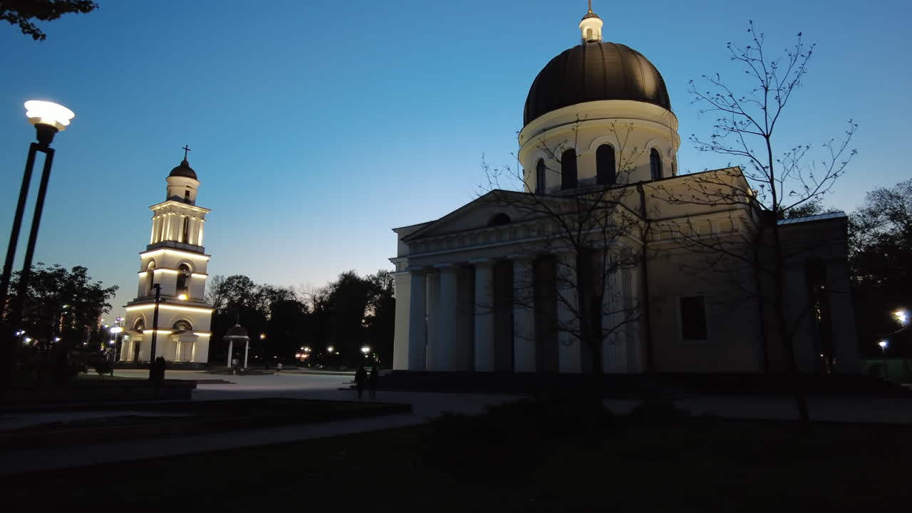 Chisinau, Moldova - May 11, 2021: The Metropolitan Cathedral of Christ's Nativity in the evening