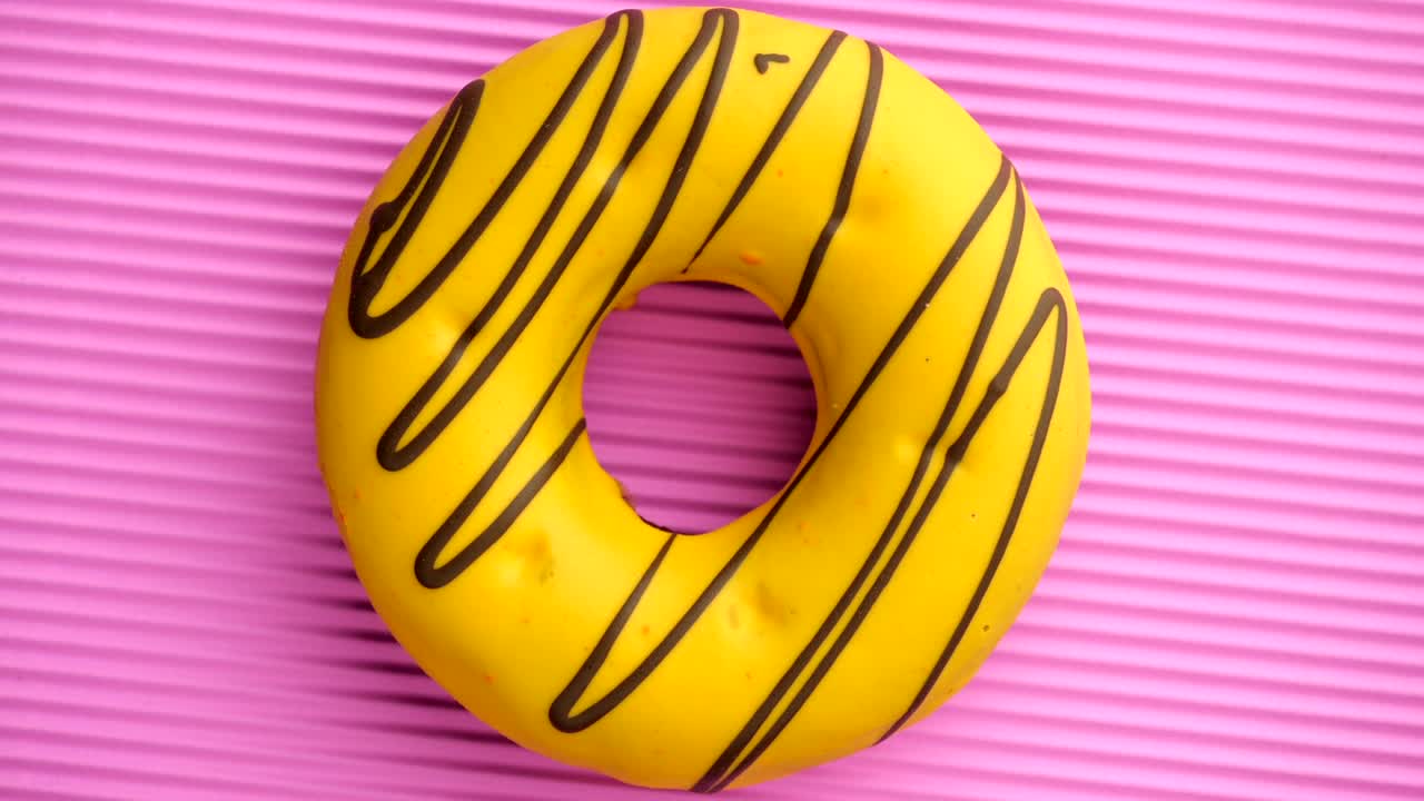 Doughnuts glazed close-up. Sequence set.