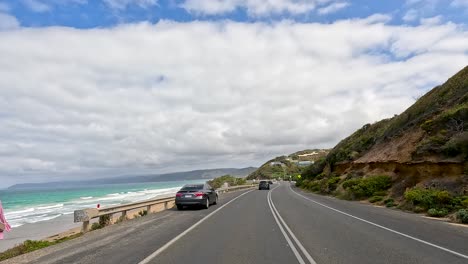 a 45-second drive showcasing coastal views, winding roads, and vibrant landscapes under a partly cloudy sky