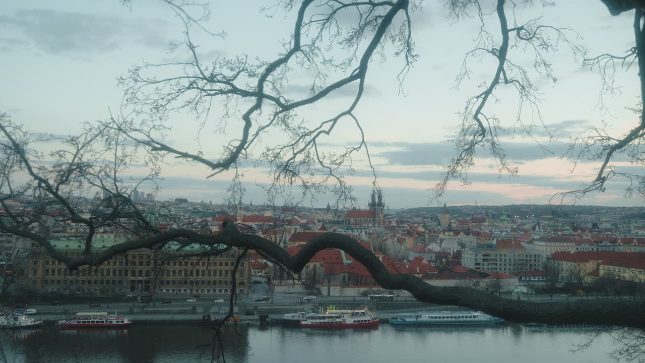 Breathtaking twilight view of Prague Cityscape from Letn&aacute; Park