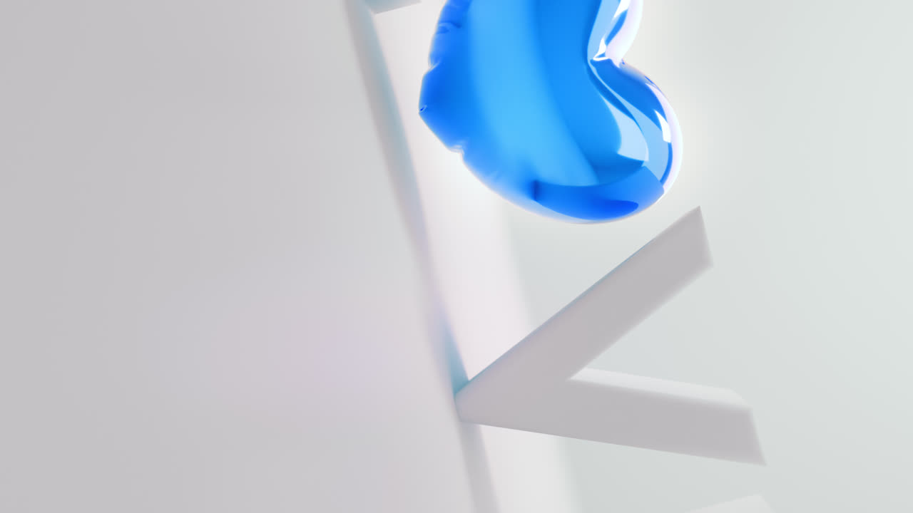 White love letters sign with the blue heart instead of "O" letter