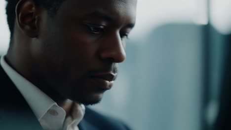 close-up portrait of a serious businessman thinking