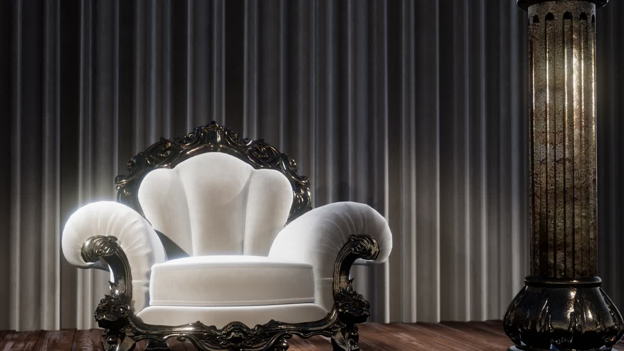 의자 가 있는 고급스러운 극장 커튼 무대