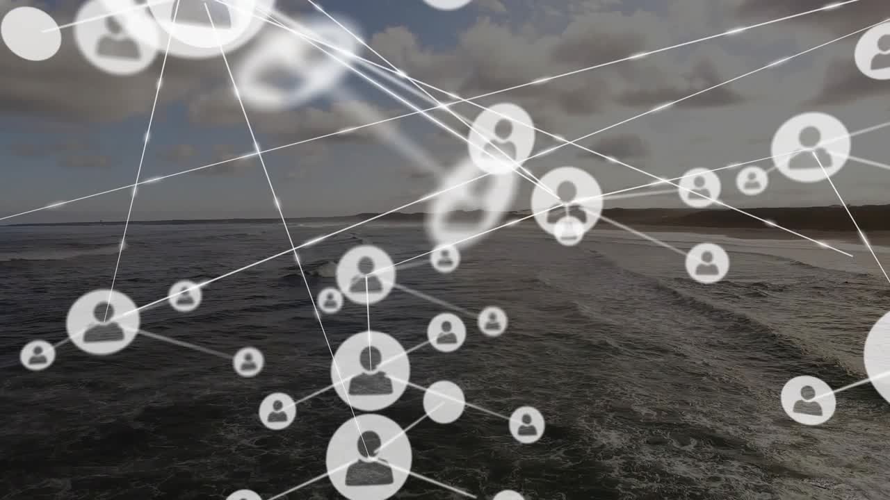 Single clear avatar appearing, white nodes growing and connecting into hub network showing links