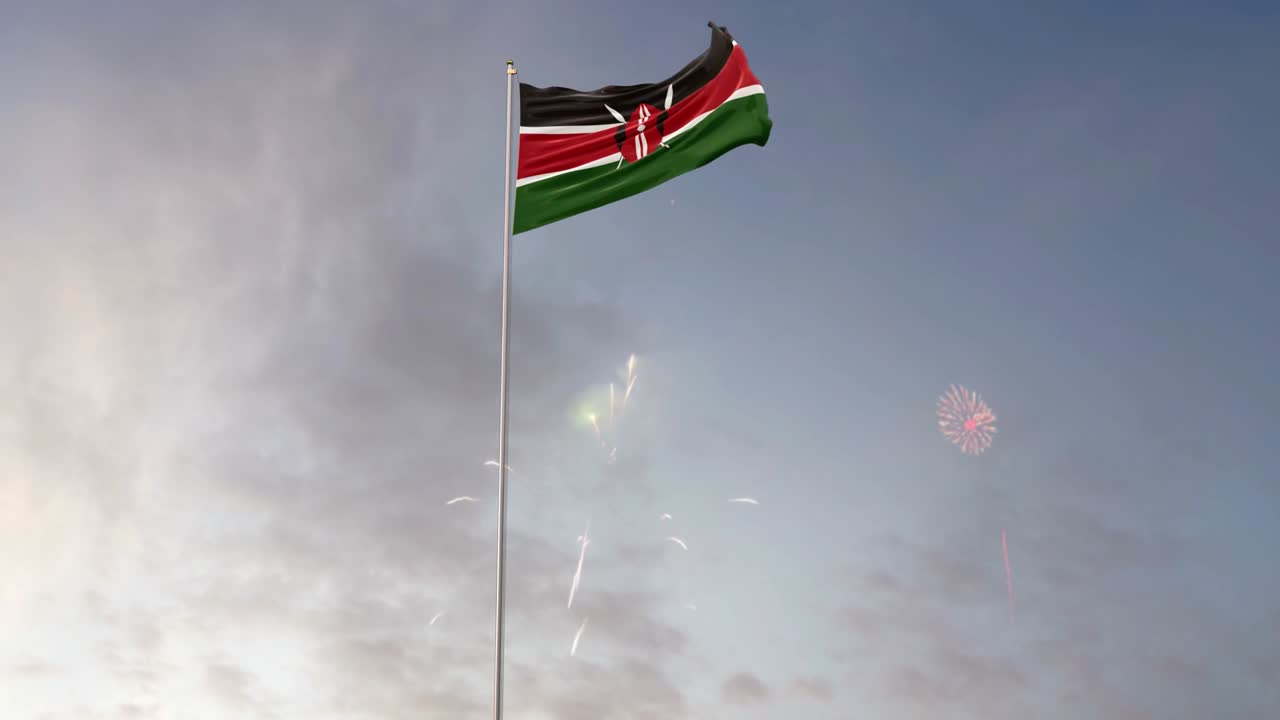 케냐 발과 불꽃놀이 배경