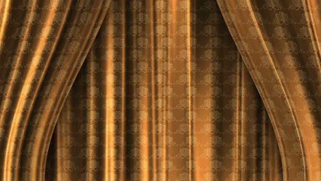 wedding gold opening curtains. the pattern is hearts. animation in loop seamless motion through the curtains.