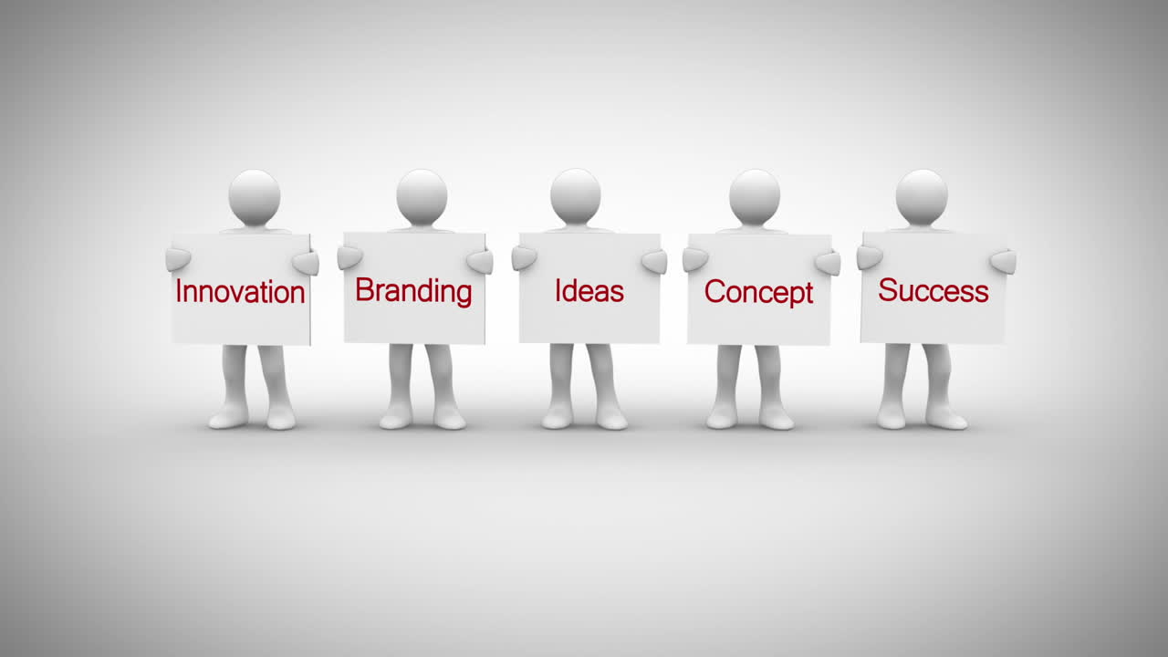 비즈니스 용어를 말하는 표지판을 보여주는 색 문자