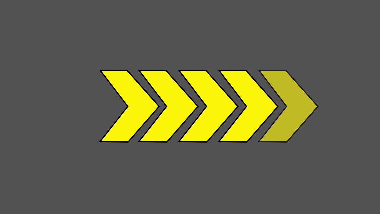 Looping Animation of Yellow Chevron Arrows on Gray Background