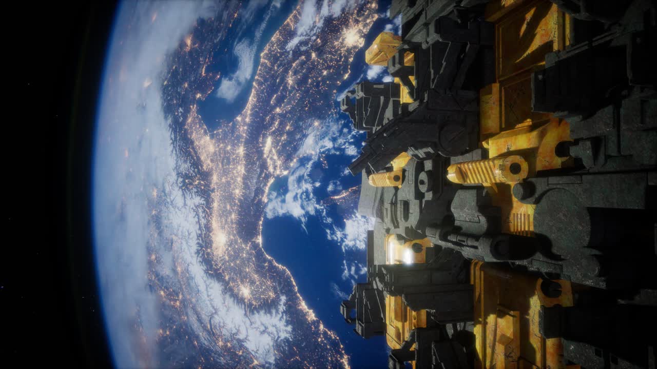 nave espacial con vista al espacio y al planeta tierra