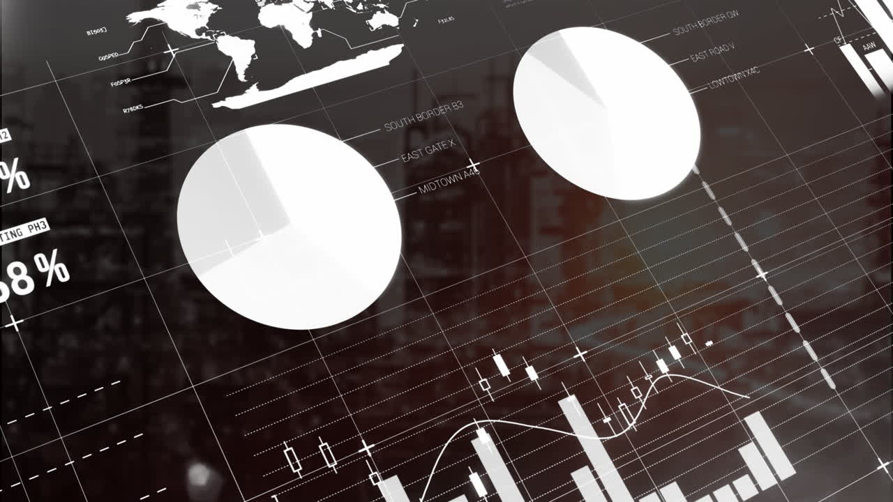 animación del procesamiento de datos estadísticos a través de la red de red contra el sitio de construcción