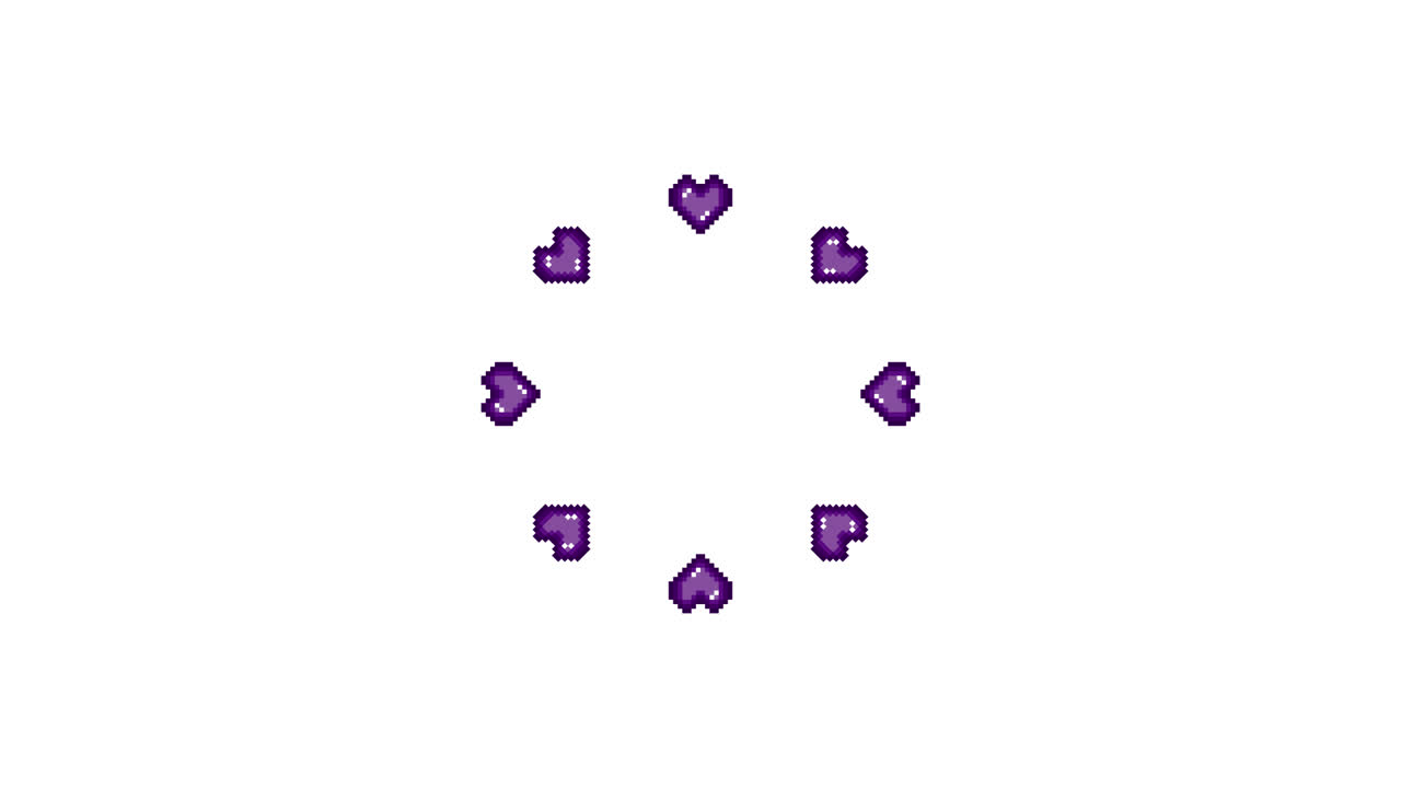 Pixel Art Mini Heart Spinning Circle Animated Overlay Transparent 30fps (7)