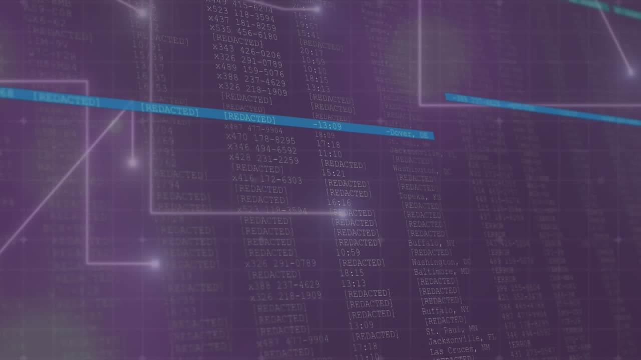 puntos de animación que forman líneas sobre el patrón de cuadrícula contra la interfaz de computadora abstracta