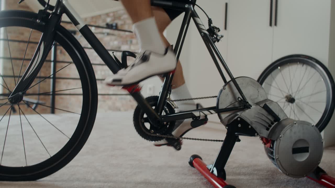 Man indoor cycling workout