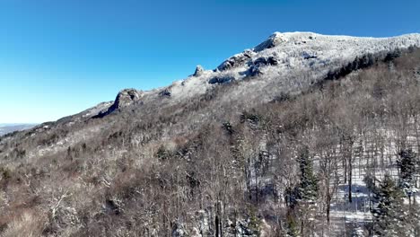 aerial in winter over treetops, grandfather mountain nc