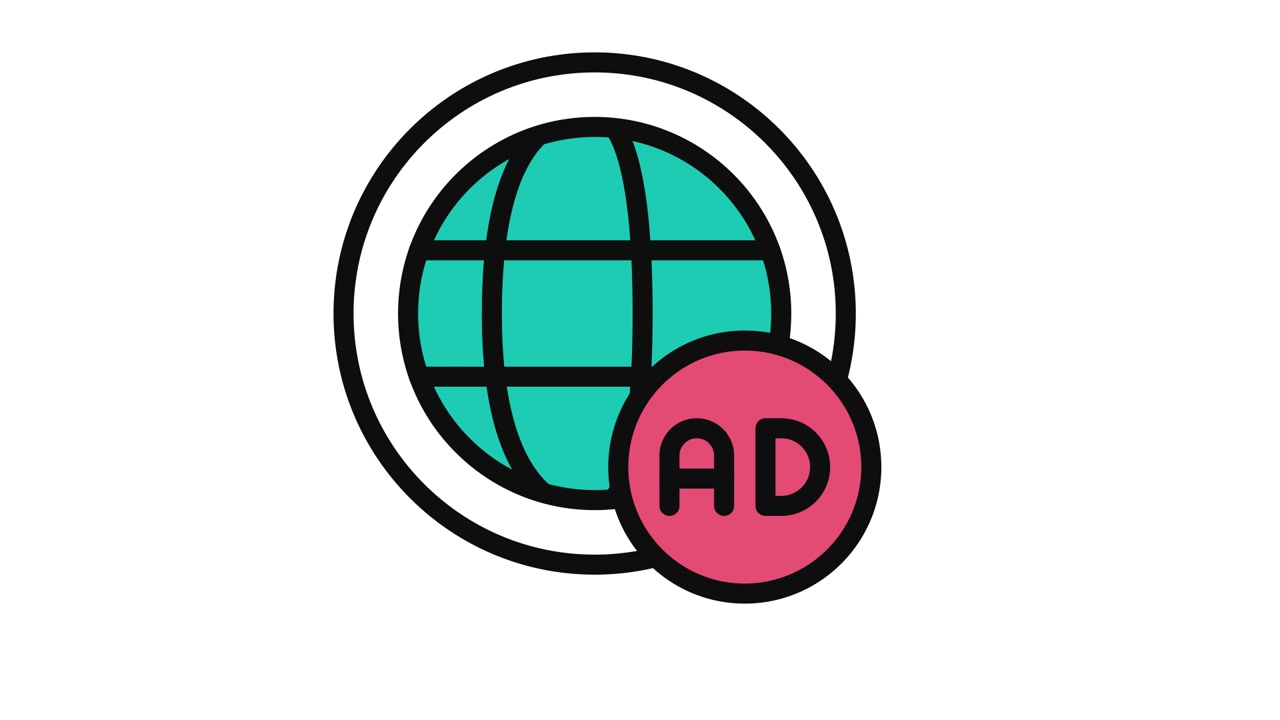 Animated Icon of Globe with AD Symbol
