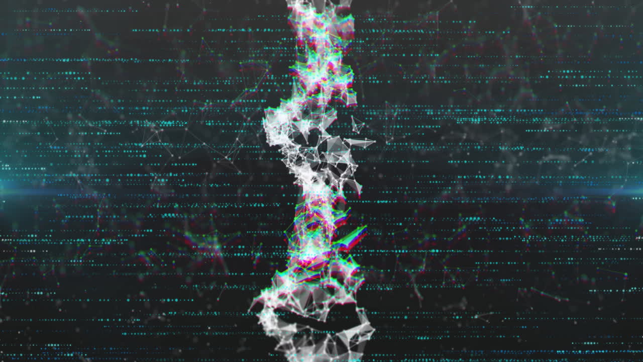cadena de adn y codificación binaria, animación de procesamiento de datos científicos