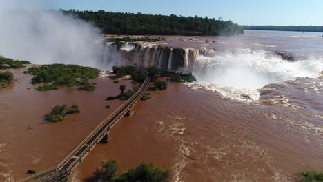 walkways on the argentine side of iguazu falls, culminating at the impressive devil's throat