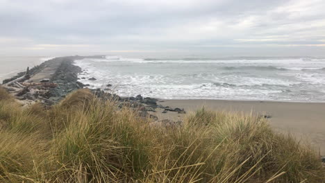 North-Jetty-in-Bandon,-Oregon-at-Bullards-Beach