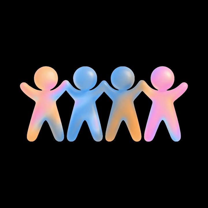 Abstract 3D People Holding Hands in a Seamless Loop